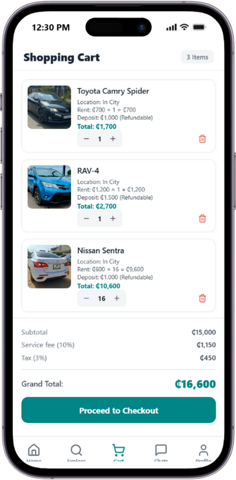 Ready Rent Mobile App Interface